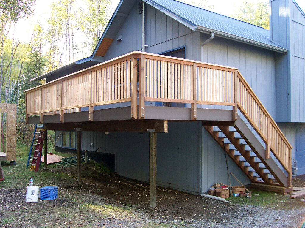 2nd Story Deck with Cedar Railing - High Level Construction